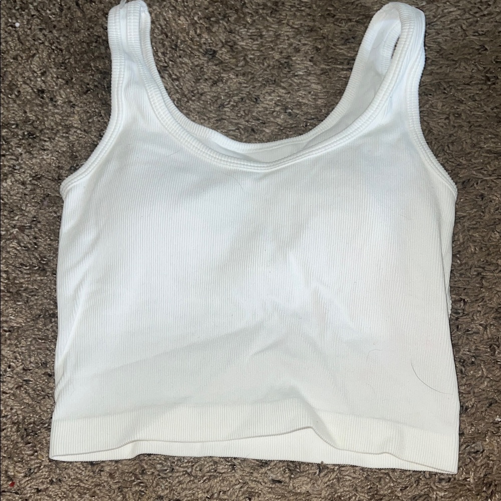 White Ribbed Tank Top